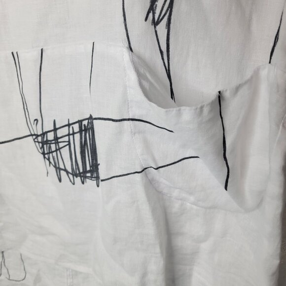 Banana Blue Australia Women's Small Tunic Shirt Dress Linen White Black - Picture 4 of 5